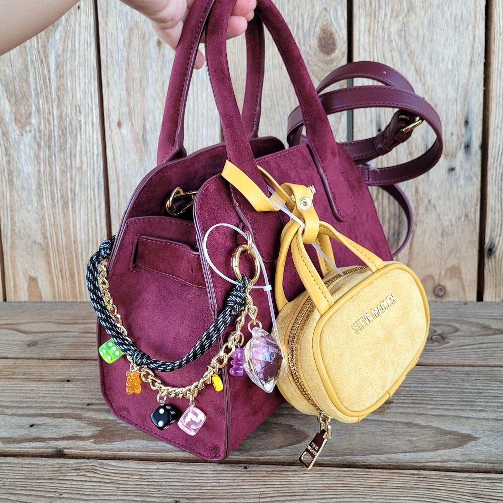 *Rare* Steve Madden Blood Stone Suede Handbag With Dice Bag Charms
